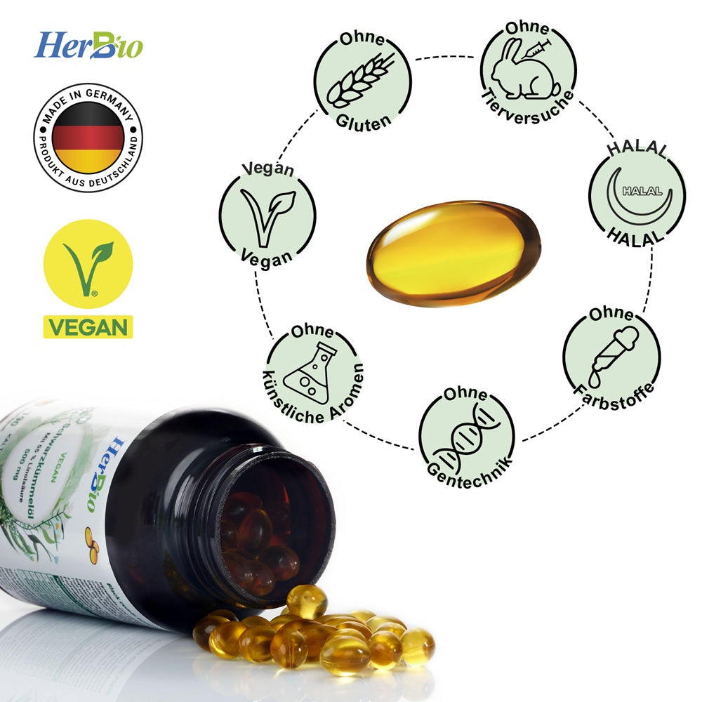 Schwarzkümmelöl 500mg Vegan 190 Kapseln