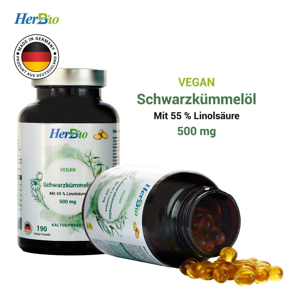 Schwarzkümmelöl 500mg Vegan 190 Kapseln