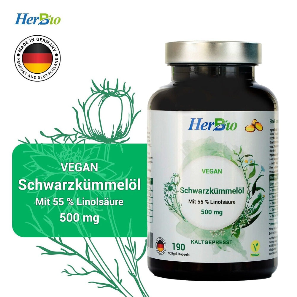 Schwarzkümmelöl 500mg Vegan 190 Kapseln