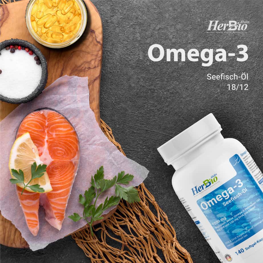 HerbBio Omega 3 Kapseln Hochdosiert - 140 Stück - 4000mg Fischöl pro Tagesdosis - 180mg EPA + 120mg DHA pro Kapsel - Laborgeprüft - Halal Zertifiziert - Made in Germany