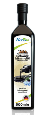 HerbBio Ägyptisches Schwarzkümmelöl kaltgepresst ungefiltert – 500ml