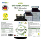 Schwarzkümmelöl 500mg Vegan – 190 Kapseln | Hochdosierte Qualität