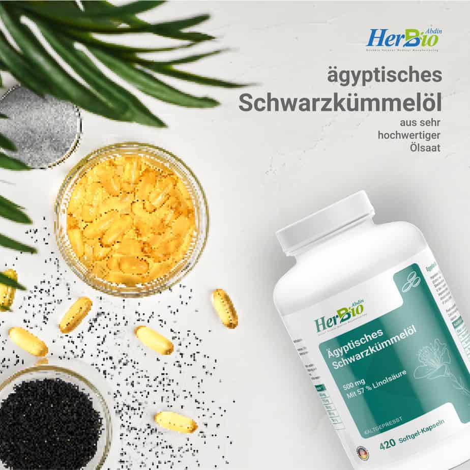 Schwarzkümmelöl Kapseln, 1000mg pro Portion, Kaltgepresst Ägyptisch, 420 Kapseln