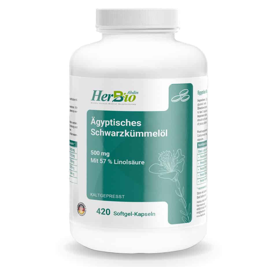 Schwarzkümmelöl Kapseln, 1000mg pro Portion, Kaltgepresst Ägyptisch, 420 Kapseln