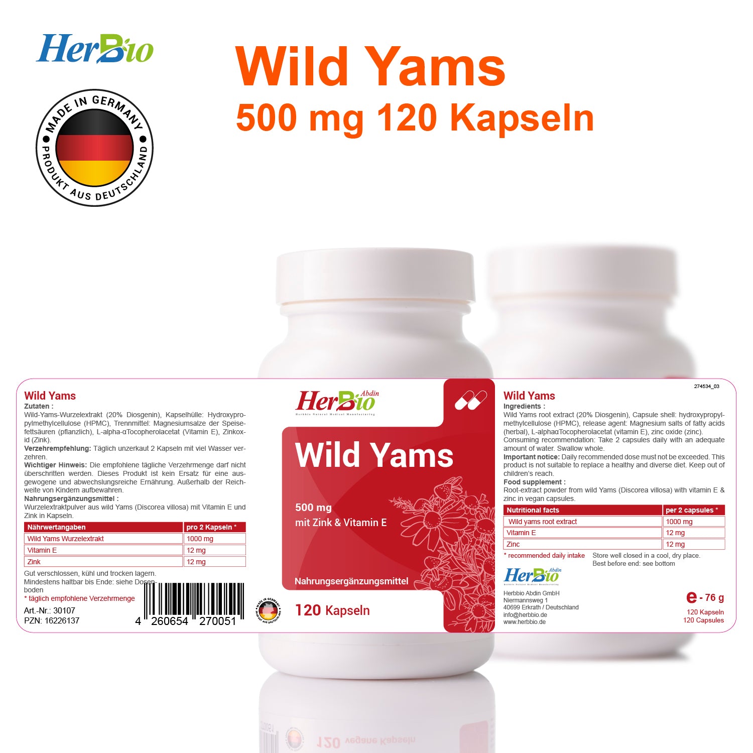 Wild Yams 500mg