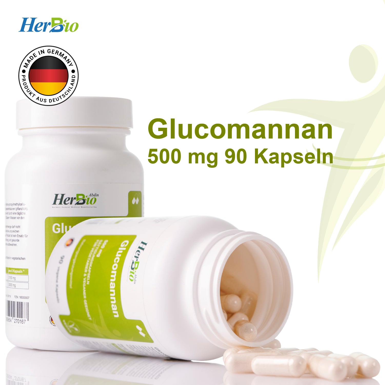 Glucomannan HOCHDOSIERT 1000mg - 90 Vegane Sättigungskapseln - 84% Glucomannan aus Konjac-Wurzel - 3 Monate Vorrat - Made in German