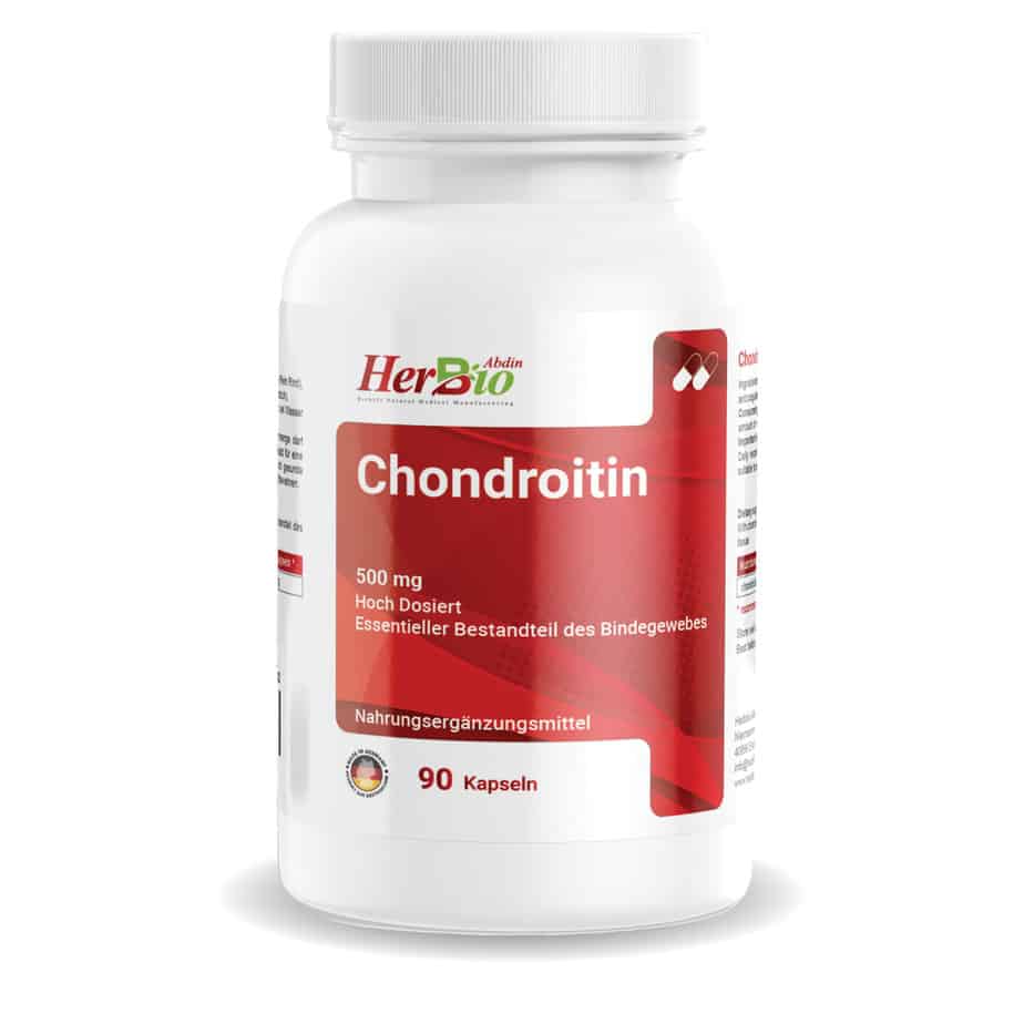 Chondroitin 90 Kapseln je 500mg - Chondroitin hochdosiert - Laborgeprüft - Ohne unerwünschte Zusätze