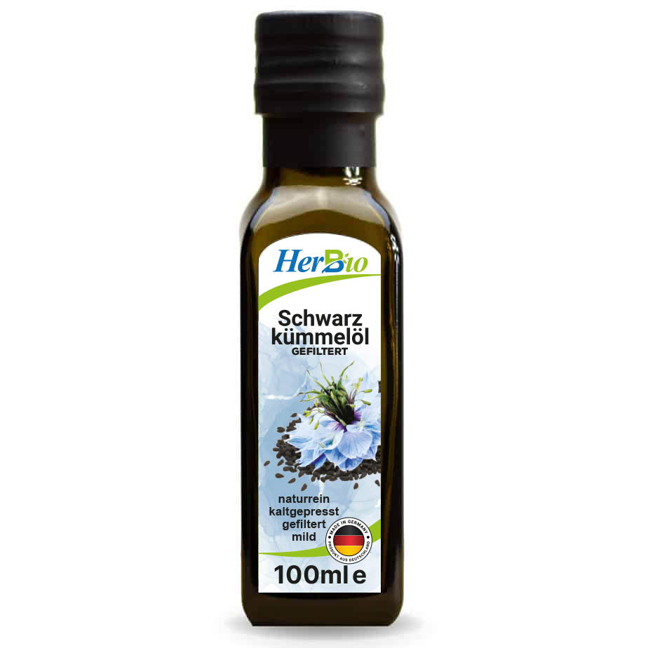 Schwarzkümmelöl kaltgepresst, gefiltert, 100ml – 100% rein - Deutsche Produktion
