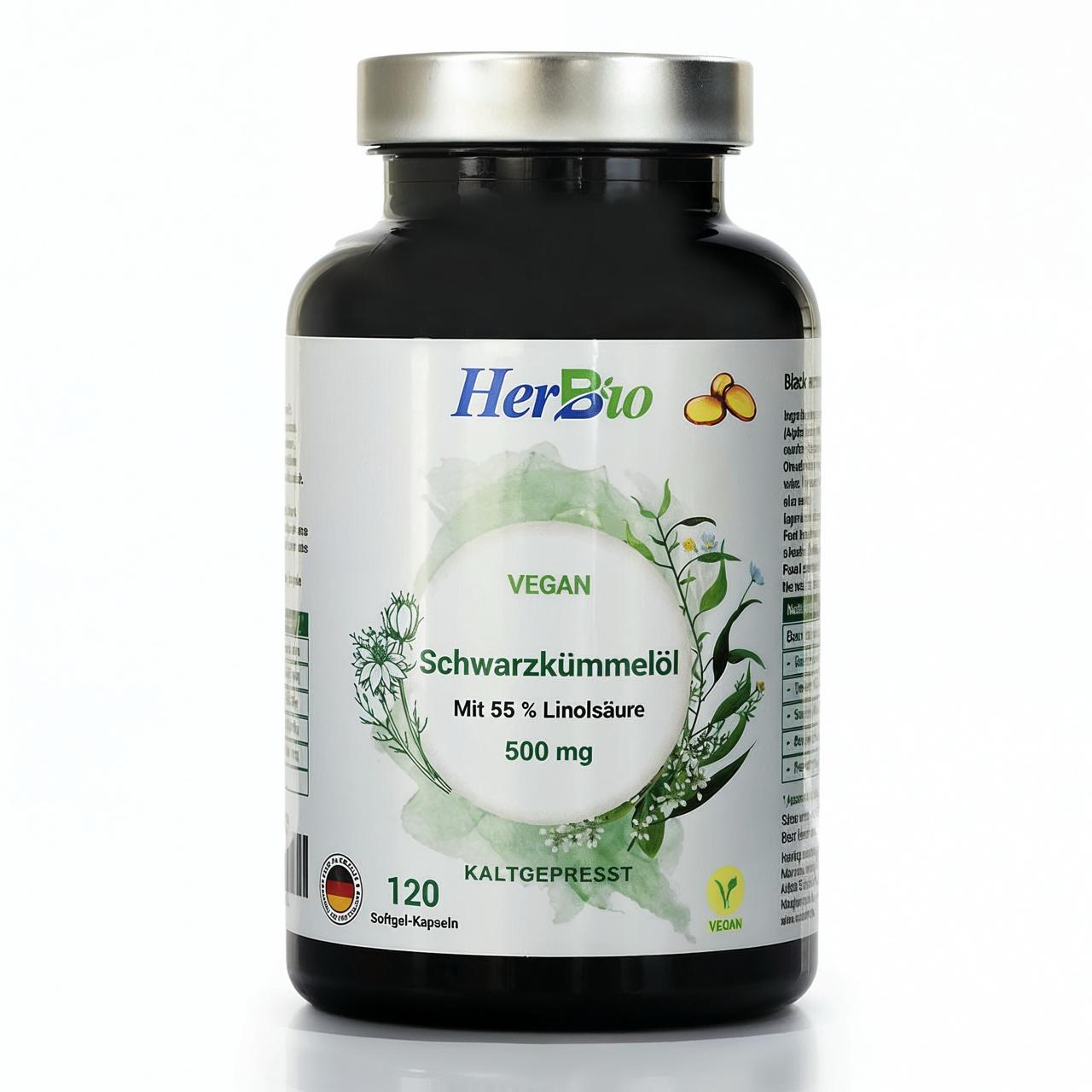 Schwarzkümmelöl 500mg Vegan 120 Kapseln