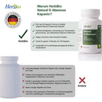 Natural D-Mannose 500mg – 60 Kapseln | Hochdosiert und Vegan